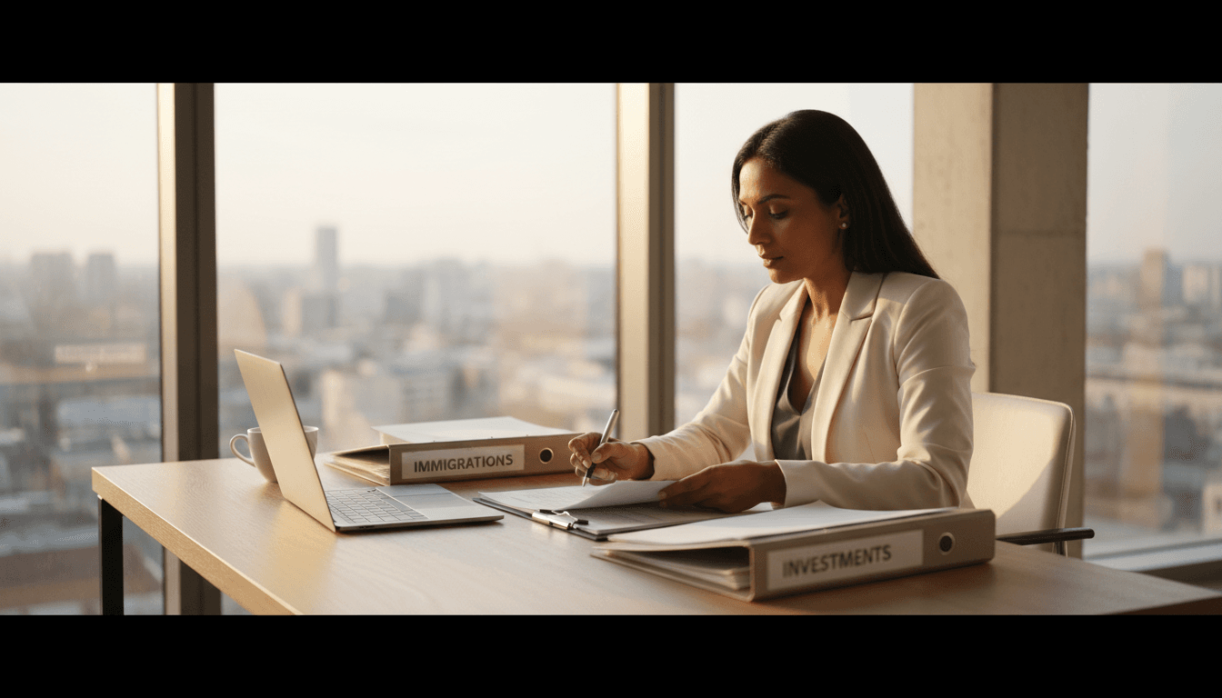 Immigration consultant reviewing EB-5 investment documents