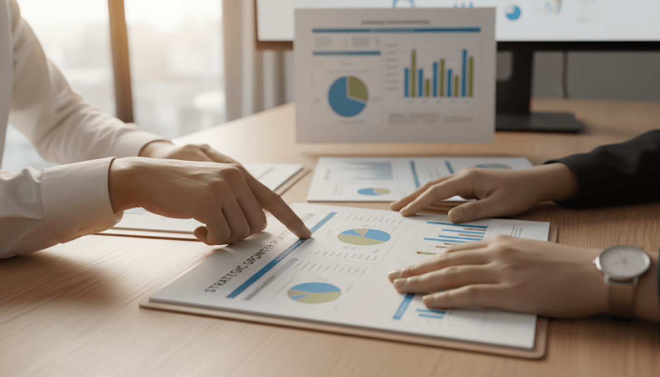 Investment consultant reviewing EB-5 documentation with client