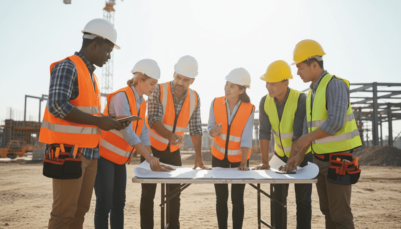 Construction team collaborating on EB-5 funded project